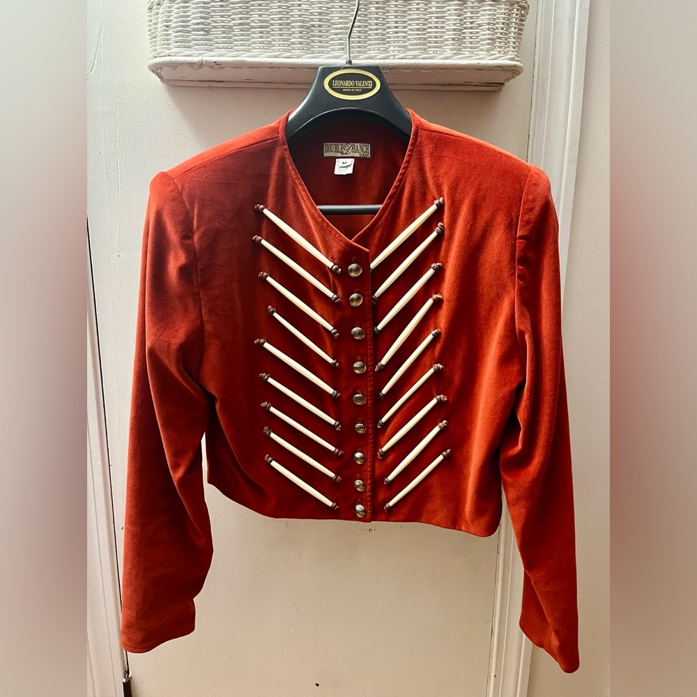Vintage Double D Ranch Women’s Western Velvet Jacket Bone Beads Medium